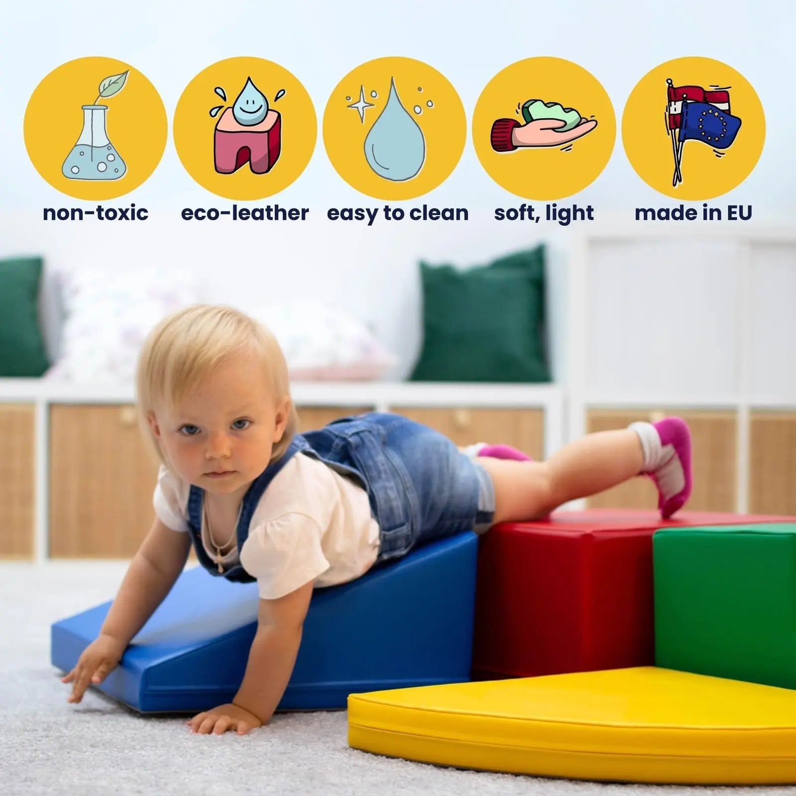 Soft Play 7 Foam Block Set - White Discoverer